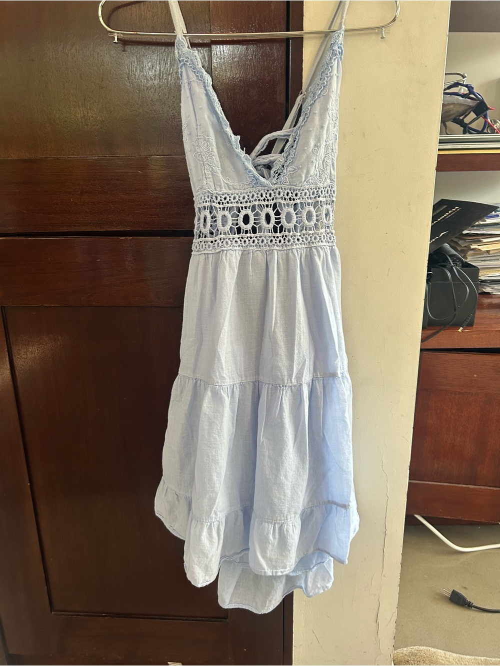 Light Blue Crochet-Trim Summer Dress (made in Italy)